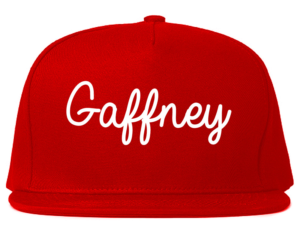 Gaffney South Carolina SC Script Mens Snapback Hat Red