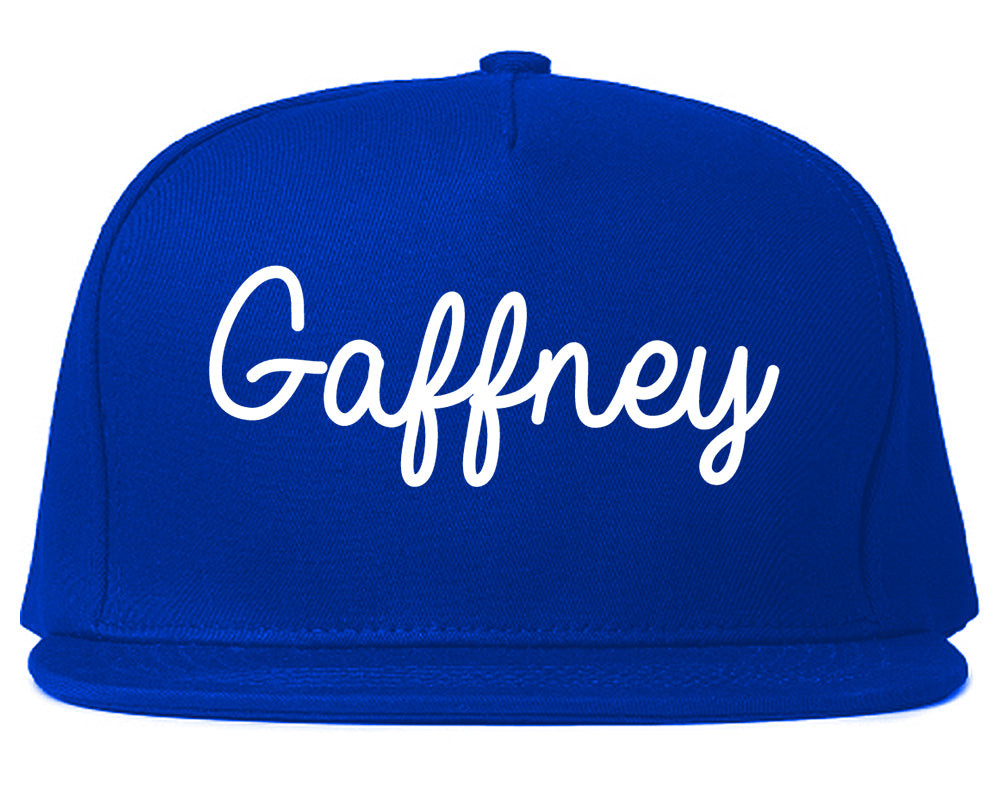 Gaffney South Carolina SC Script Mens Snapback Hat Royal Blue