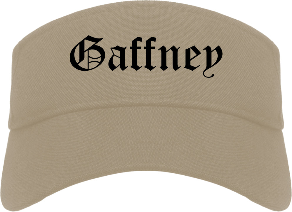 Gaffney South Carolina SC Old English Mens Visor Cap Hat Khaki