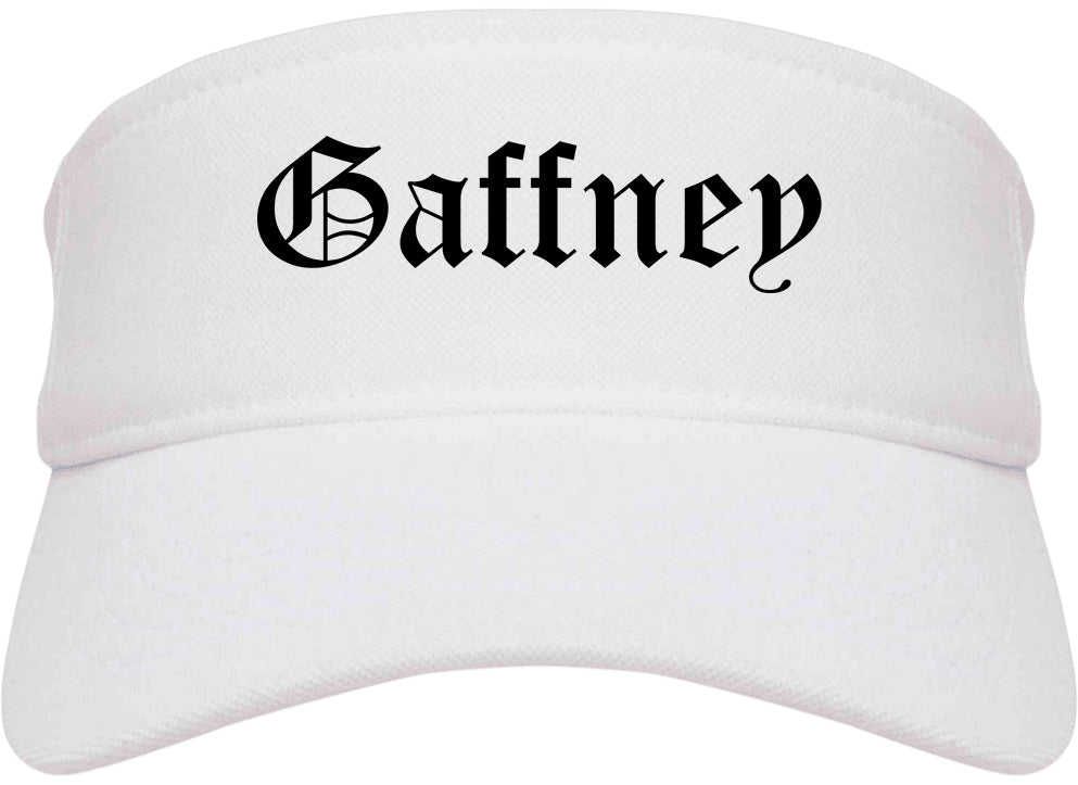 Gaffney South Carolina SC Old English Mens Visor Cap Hat White