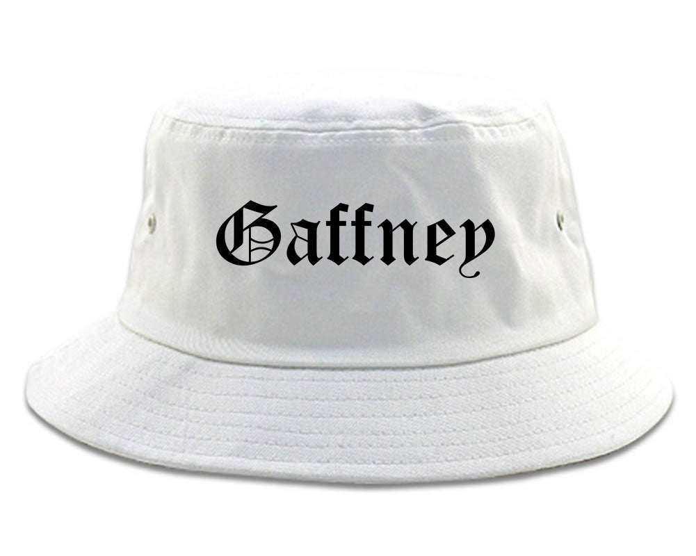 Gaffney South Carolina SC Old English Mens Bucket Hat White