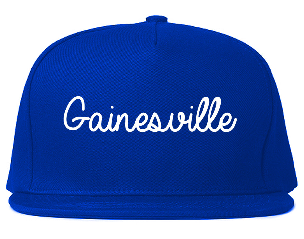 Gainesville Florida FL Script Mens Snapback Hat Royal Blue