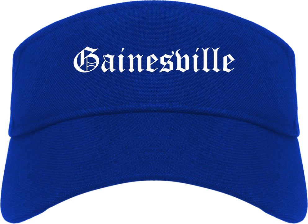 Gainesville Florida FL Old English Mens Visor Cap Hat Royal Blue