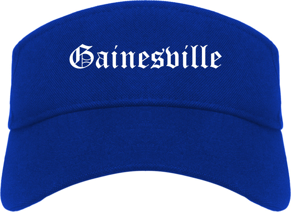 Gainesville Georgia GA Old English Mens Visor Cap Hat Royal Blue