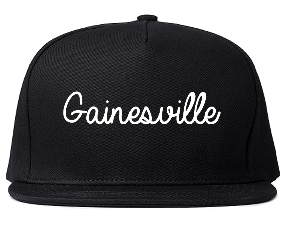 Gainesville Texas TX Script Mens Snapback Hat Black