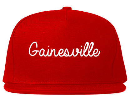 Gainesville Texas TX Script Mens Snapback Hat Red