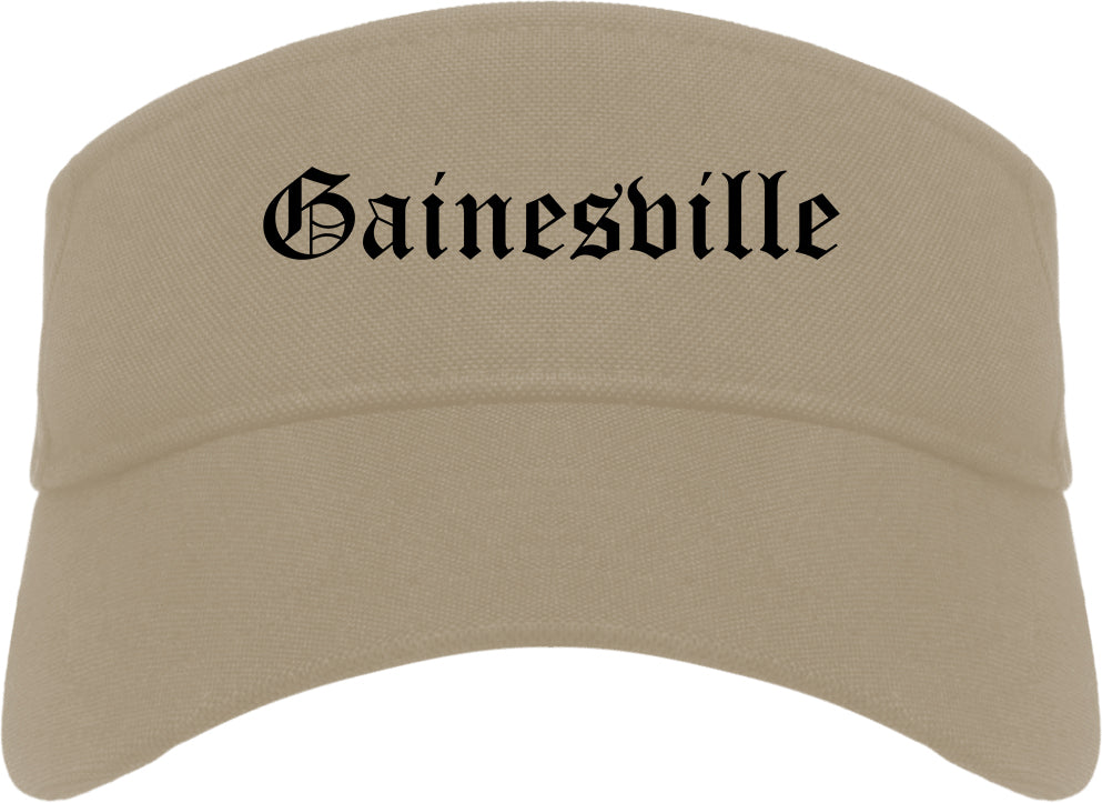 Gainesville Texas TX Old English Mens Visor Cap Hat Khaki