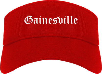 Gainesville Texas TX Old English Mens Visor Cap Hat Red