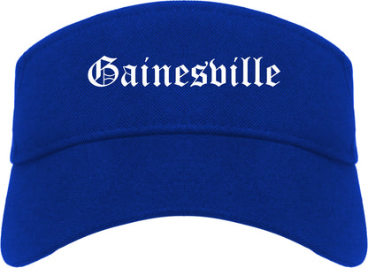 Gainesville Texas TX Old English Mens Visor Cap Hat Royal Blue