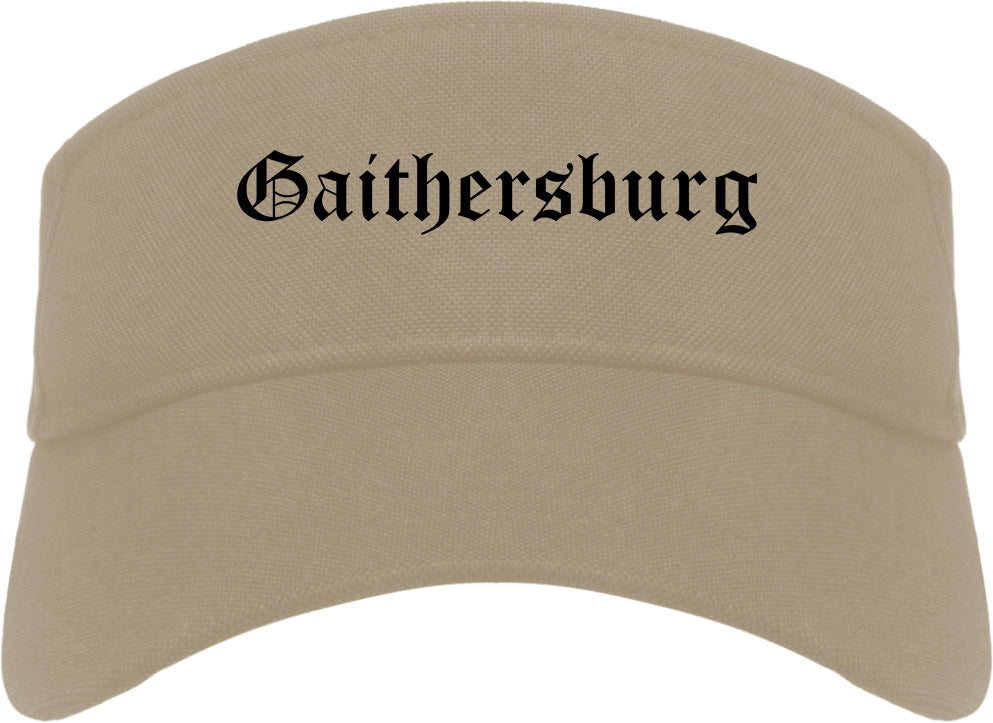 Gaithersburg Maryland MD Old English Mens Visor Cap Hat Khaki