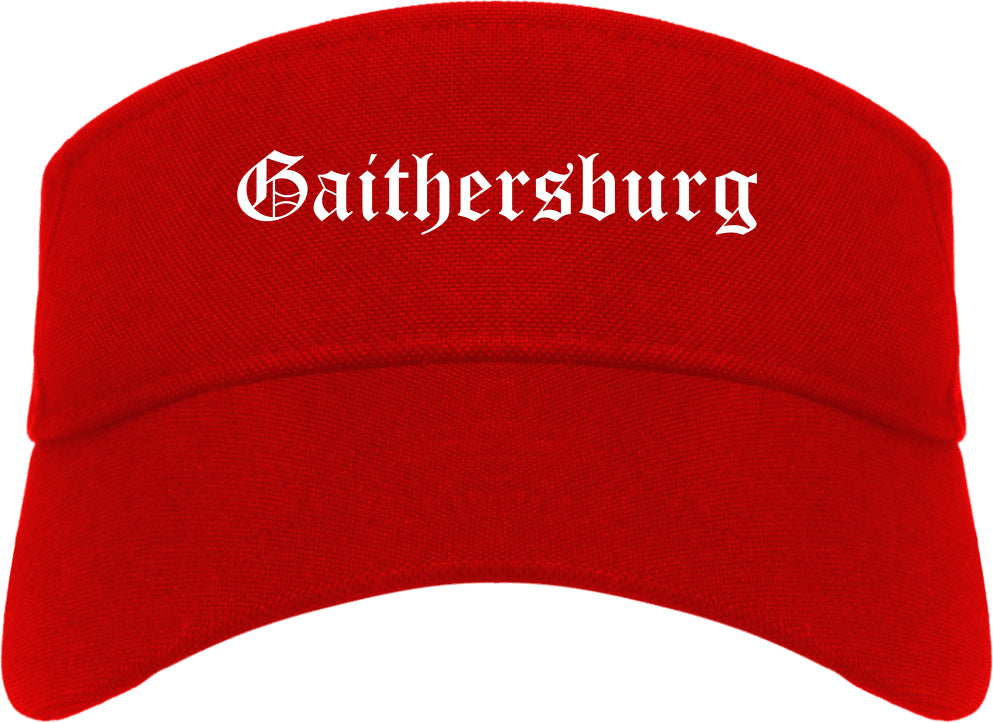 Gaithersburg Maryland MD Old English Mens Visor Cap Hat Red