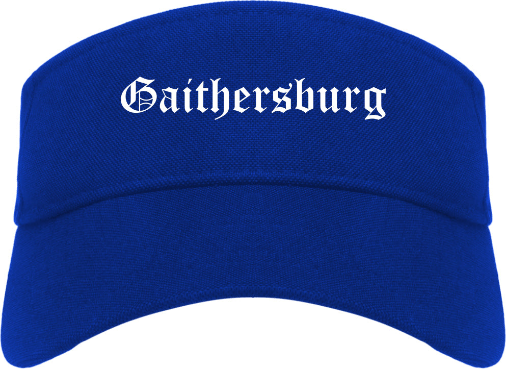 Gaithersburg Maryland MD Old English Mens Visor Cap Hat Royal Blue