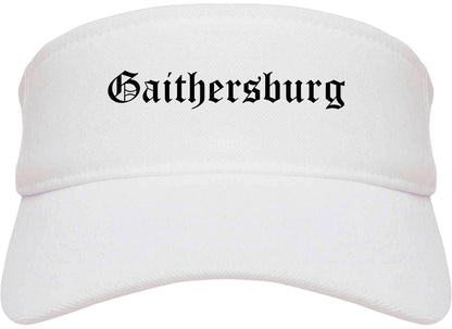 Gaithersburg Maryland MD Old English Mens Visor Cap Hat White