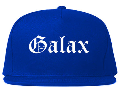 Galax Virginia VA Old English Mens Snapback Hat Royal Blue