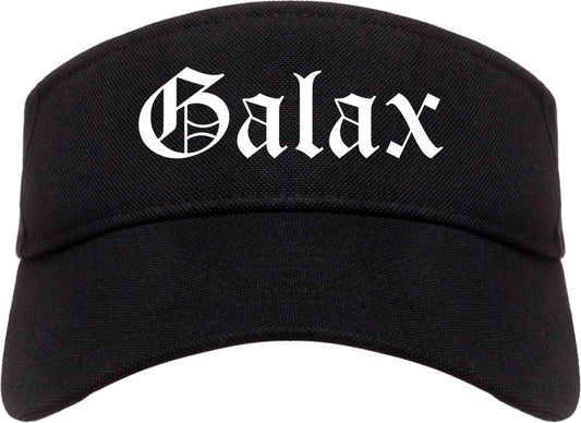 Galax Virginia VA Old English Mens Visor Cap Hat Black