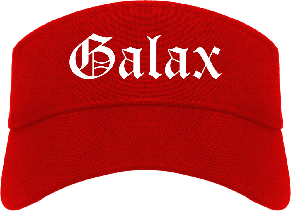 Galax Virginia VA Old English Mens Visor Cap Hat Red
