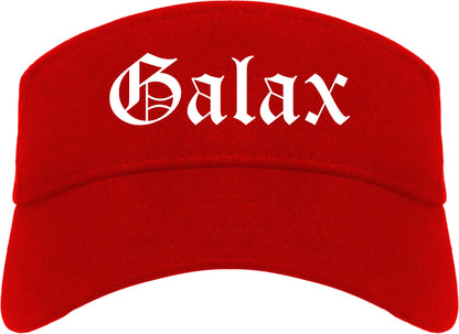 Galax Virginia VA Old English Mens Visor Cap Hat Red