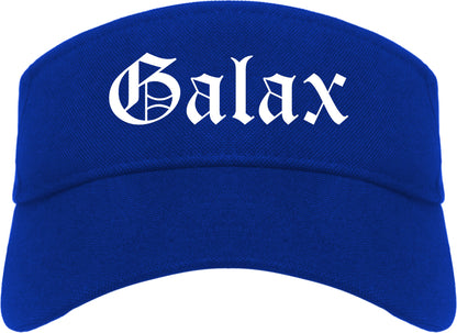 Galax Virginia VA Old English Mens Visor Cap Hat Royal Blue