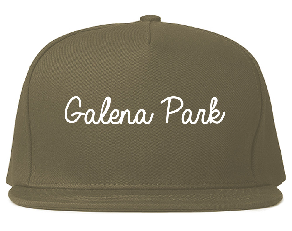 Galena Park Texas TX Script Mens Snapback Hat Grey