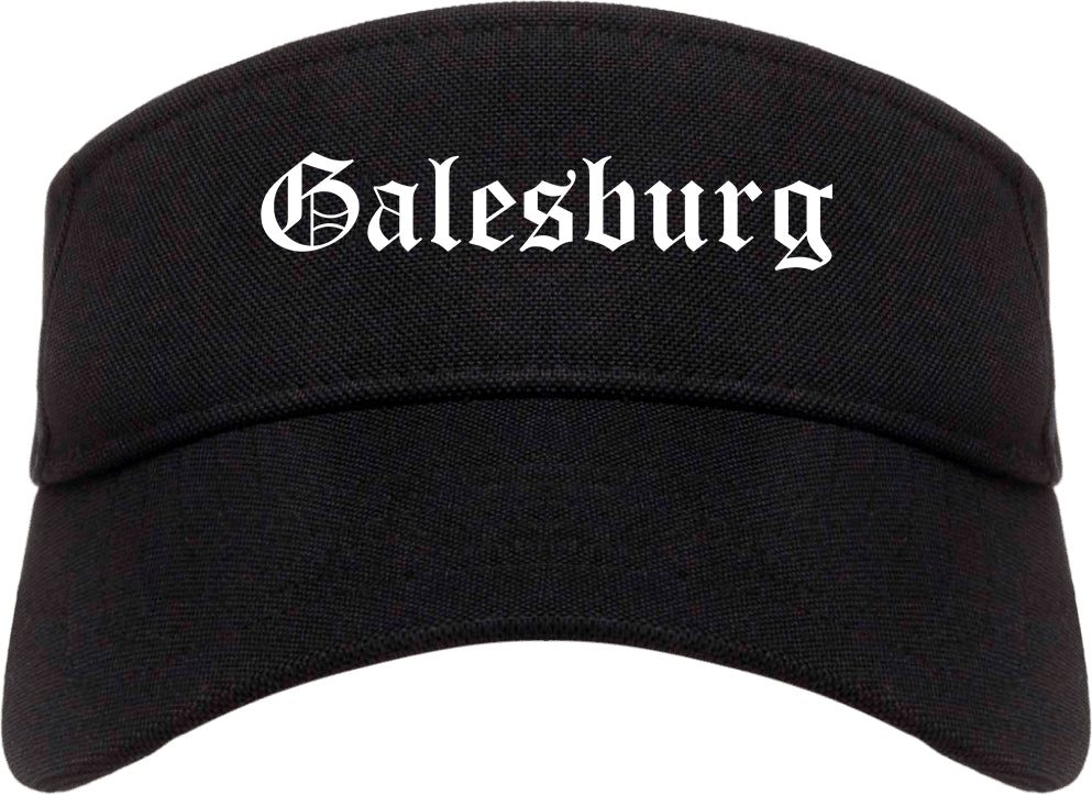 Galesburg Illinois IL Old English Mens Visor Cap Hat Black