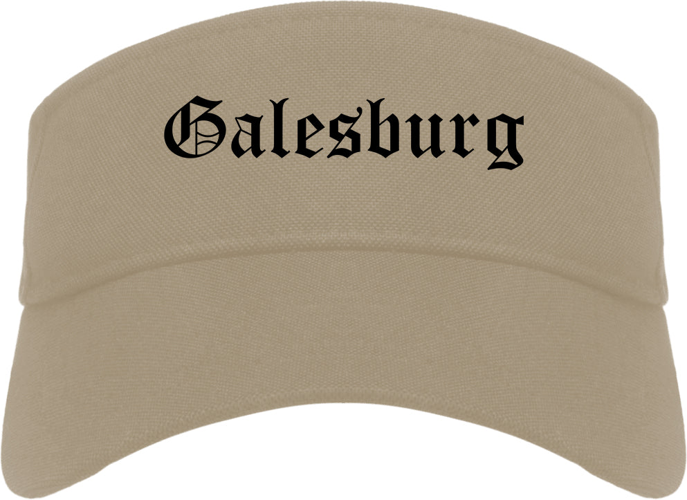 Galesburg Illinois IL Old English Mens Visor Cap Hat Khaki