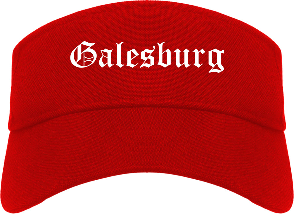 Galesburg Illinois IL Old English Mens Visor Cap Hat Red