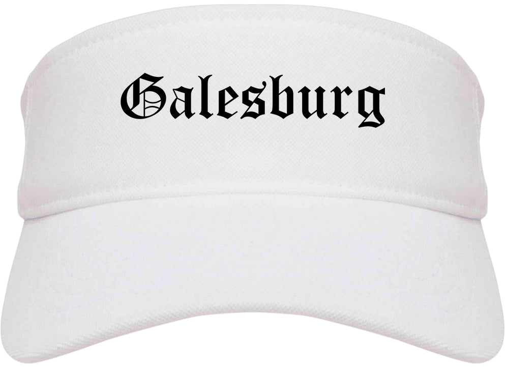 Galesburg Illinois IL Old English Mens Visor Cap Hat White