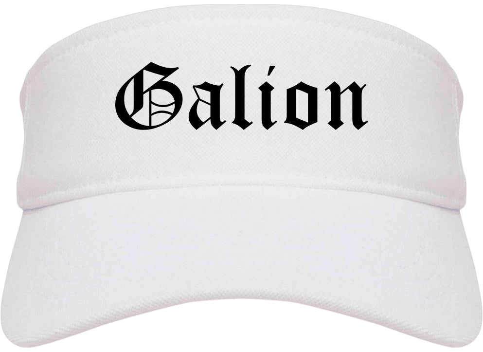 Galion Ohio OH Old English Mens Visor Cap Hat White