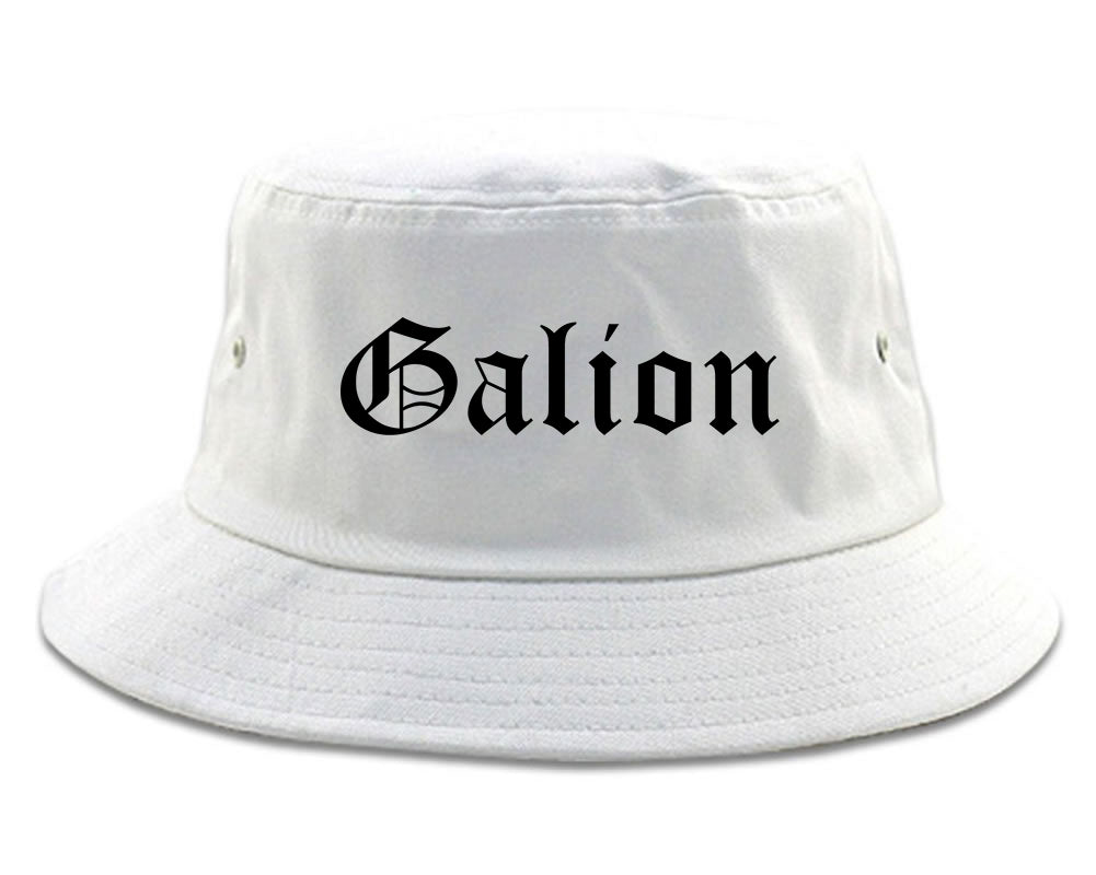 Galion Ohio OH Old English Mens Bucket Hat White