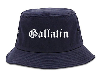 Gallatin Tennessee TN Old English Mens Bucket Hat Navy Blue