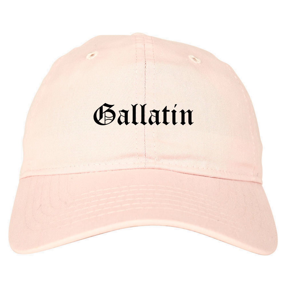 Gallatin Tennessee TN Old English Mens Dad Hat Baseball Cap Pink