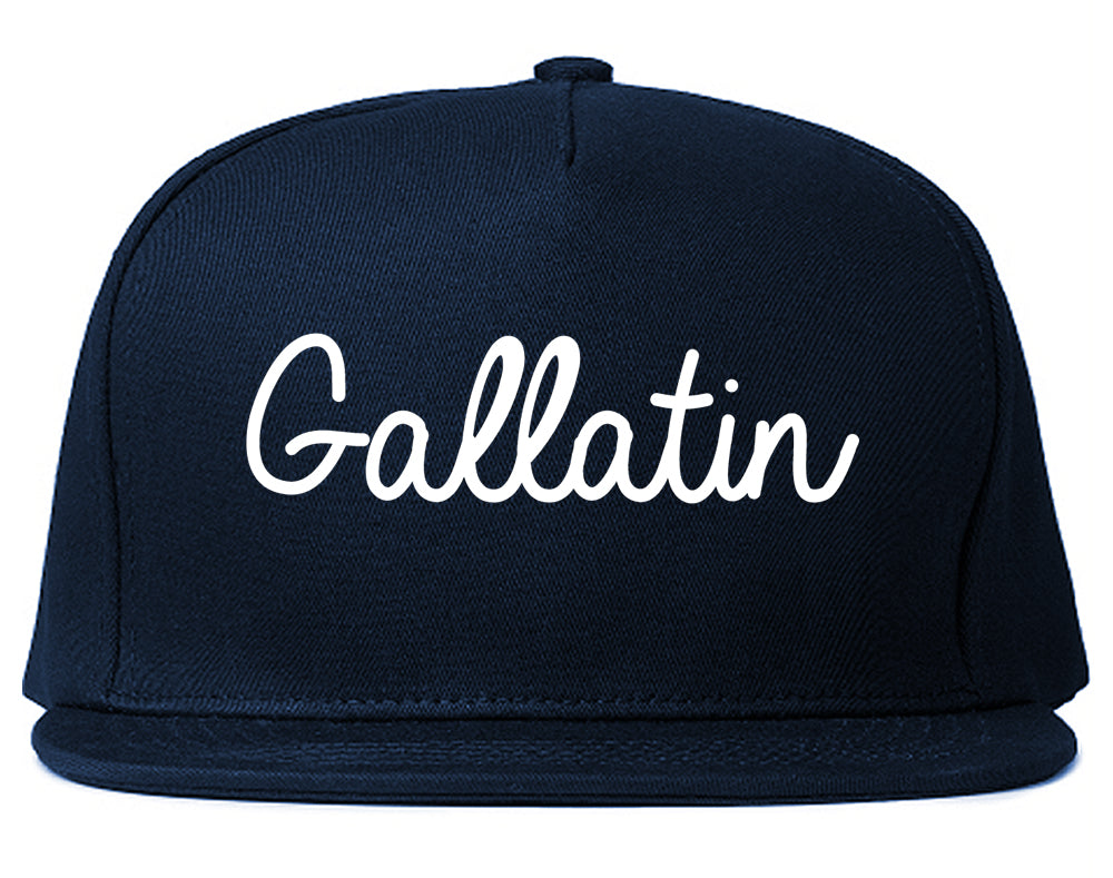 Gallatin Tennessee TN Script Mens Snapback Hat Navy Blue