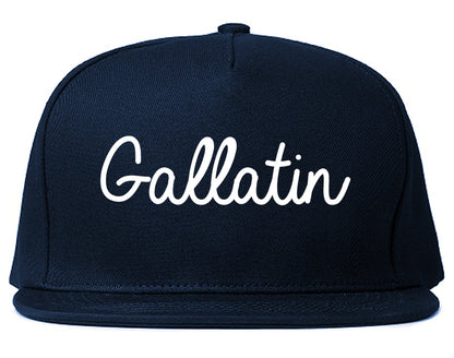 Gallatin Tennessee TN Script Mens Snapback Hat Navy Blue