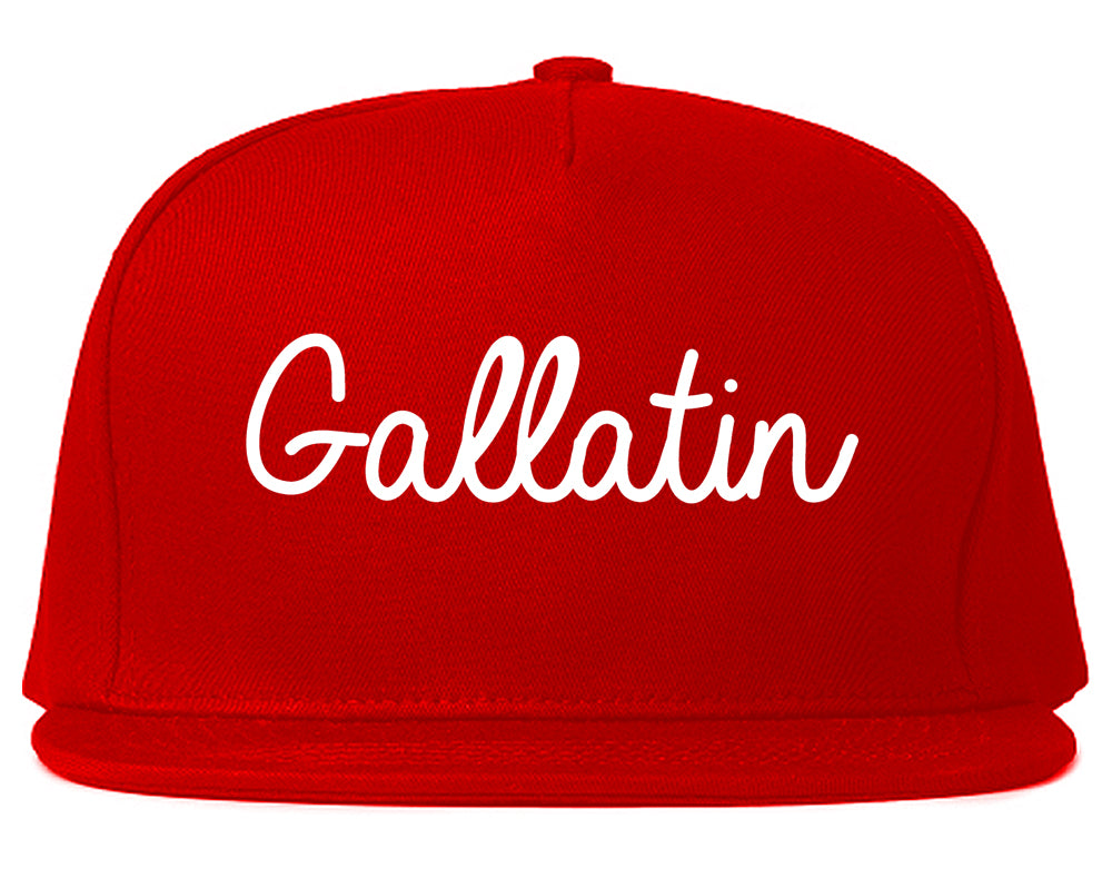 Gallatin Tennessee TN Script Mens Snapback Hat Red