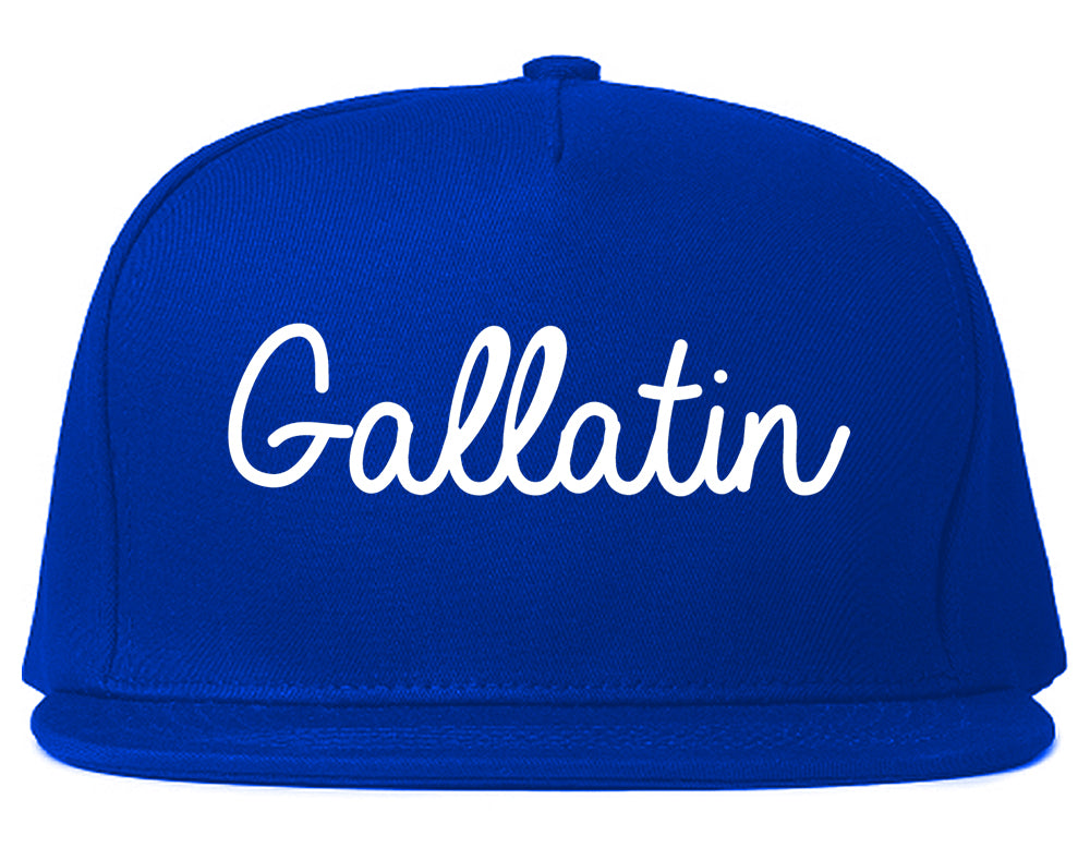 Gallatin Tennessee TN Script Mens Snapback Hat Royal Blue