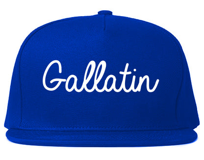 Gallatin Tennessee TN Script Mens Snapback Hat Royal Blue