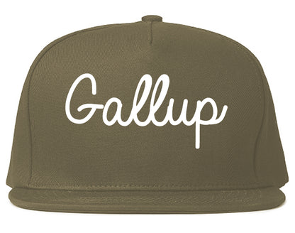 Gallup New Mexico NM Script Mens Snapback Hat Grey