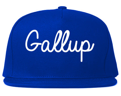 Gallup New Mexico NM Script Mens Snapback Hat Royal Blue