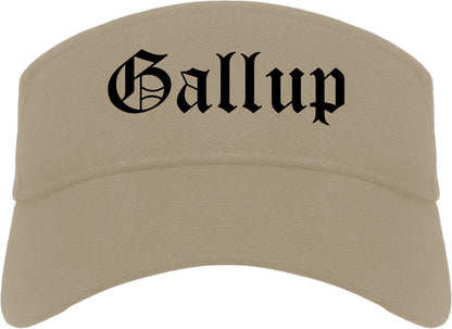 Gallup New Mexico NM Old English Mens Visor Cap Hat Khaki