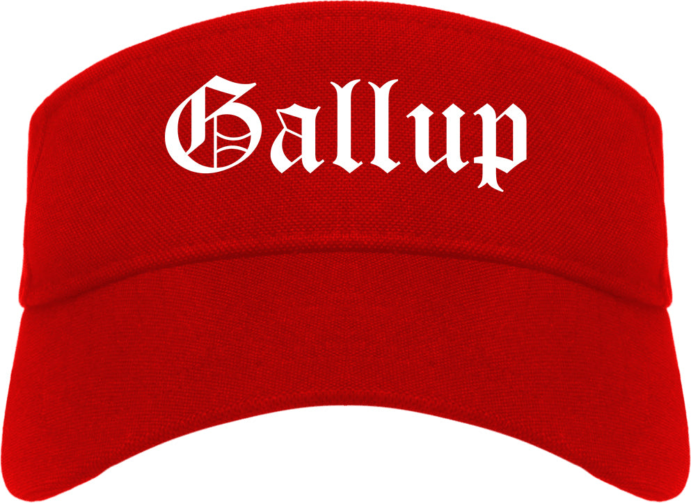 Gallup New Mexico NM Old English Mens Visor Cap Hat Red