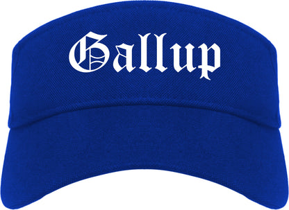 Gallup New Mexico NM Old English Mens Visor Cap Hat Royal Blue