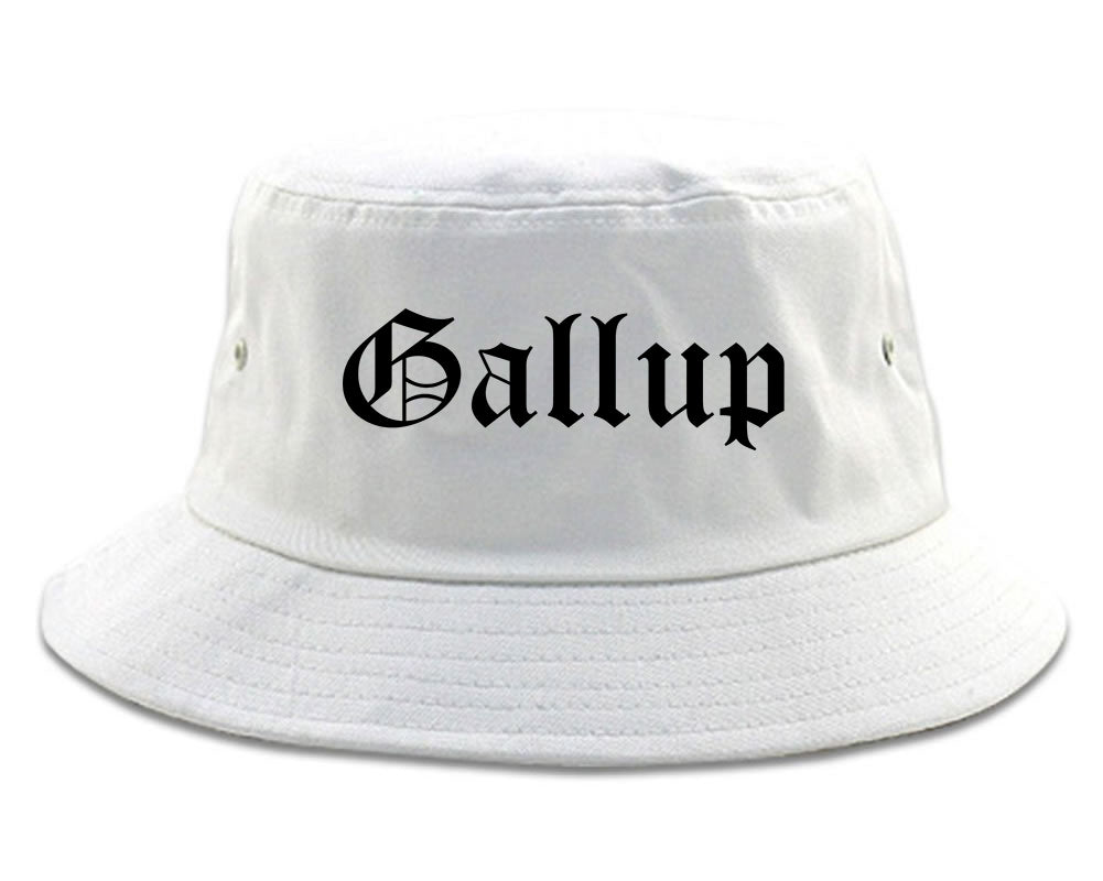 Gallup New Mexico NM Old English Mens Bucket Hat White