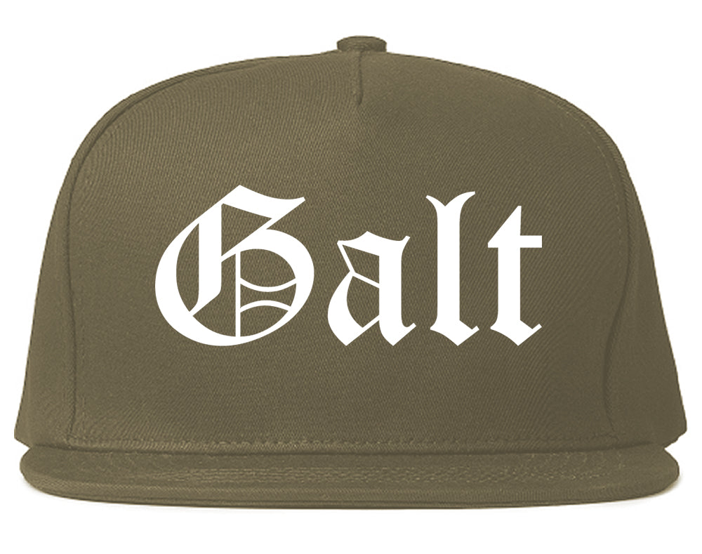 Galt California CA Old English Mens Snapback Hat Grey