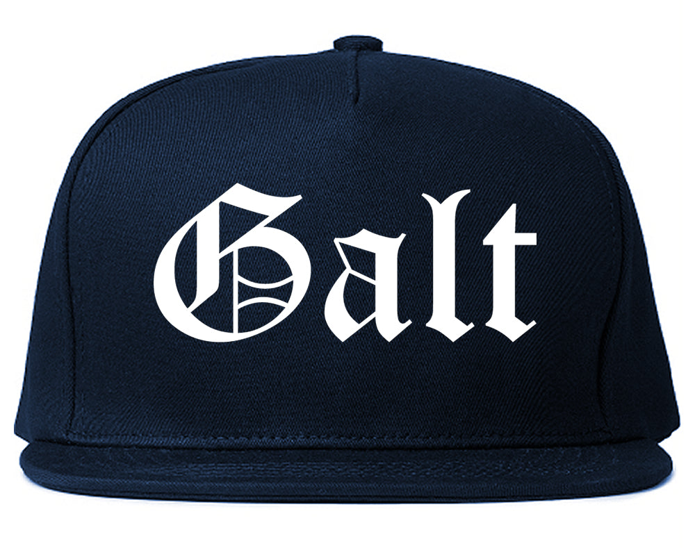 Galt California CA Old English Mens Snapback Hat Navy Blue