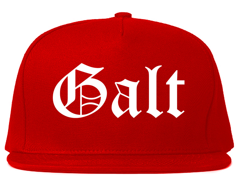 Galt California CA Old English Mens Snapback Hat Red