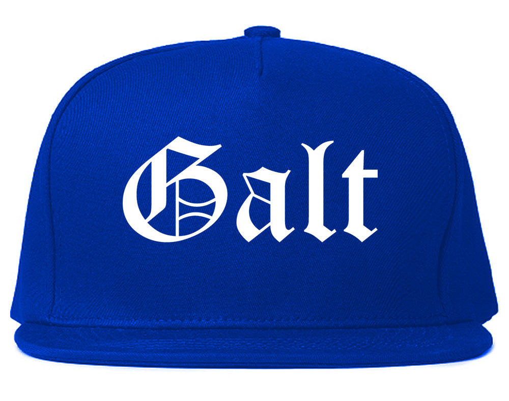 Galt California CA Old English Mens Snapback Hat Royal Blue