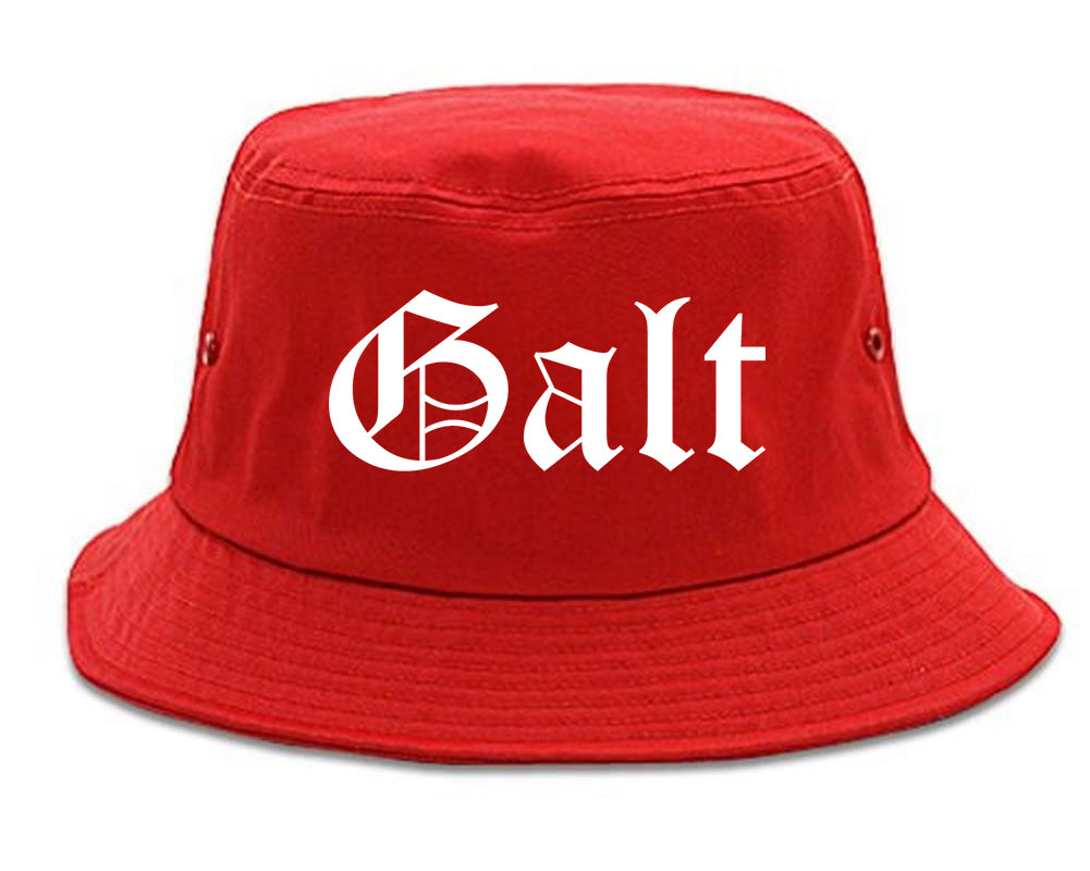 Galt California CA Old English Mens Bucket Hat Red