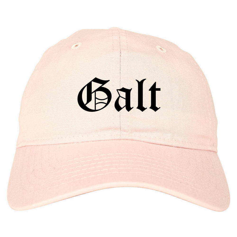 Galt California CA Old English Mens Dad Hat Baseball Cap Pink