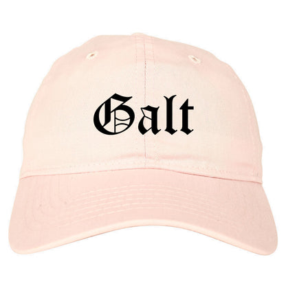 Galt California CA Old English Mens Dad Hat Baseball Cap Pink