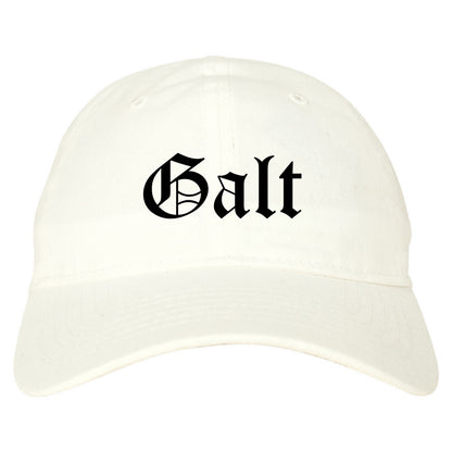 Galt California CA Old English Mens Dad Hat Baseball Cap White